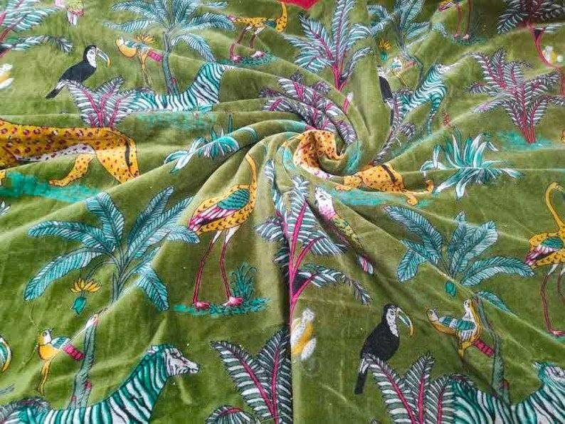 bhavnas boutique – wholesale Fabric paint – Gorgeous Velvet Fabric Indian Zebra Animal  Printed Fabric 3