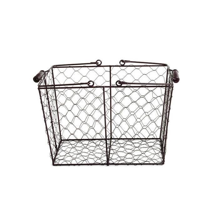 Buhi Imports - Wholesale Basket - 12 inch Wire Rectangular Shop Basket with Folding Handle
