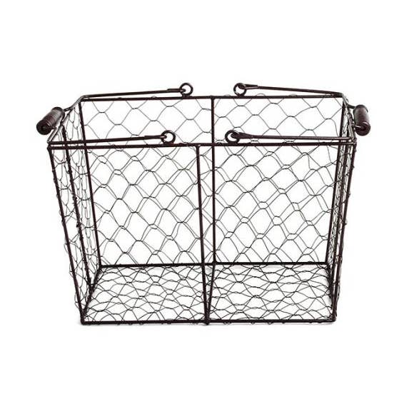12 inch Wire Rectangular Shop Basket  with Folding Handle for wholesale by Buhi Imports