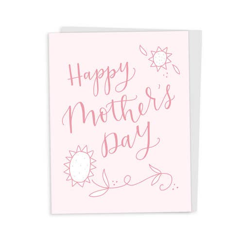Happy Tines Design Co. - Wholesale Mother's Day Card - Greeting Card: Mother's Day Pink Sunflower, Floral, Simple