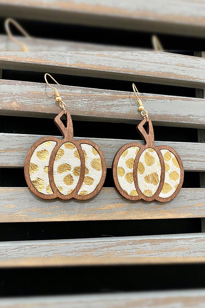 UNISHE - Wholesale Dangle Earrings - Leopard Pumpkin Wood Earrings ZK1022
