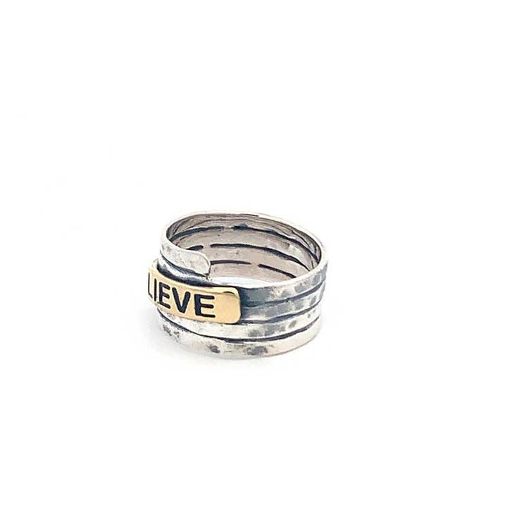 Believe Sterling Silver Hammered Finish Ring Believe Sterling Silver Hammered Finish Ring