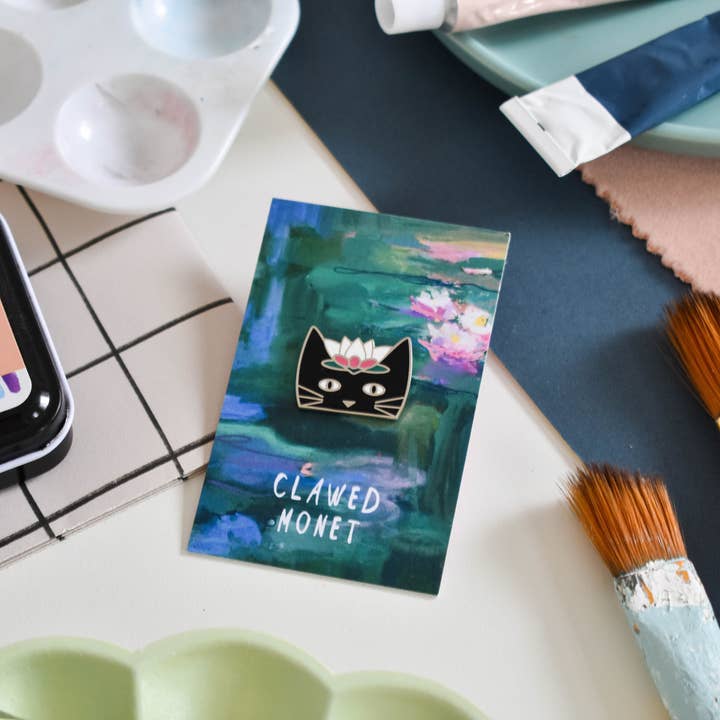 Niaski - Feline Fine Art (USA DUTIES PAID) – wholesale Lapel pin/button – Clawed Monet Cat Artist Pin2