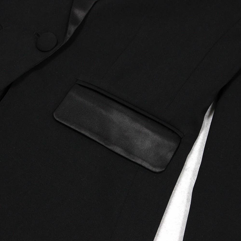 Black SET6-21 Elegant Floral Ruffle Blazer & Flare Pant Suit for wholesale on Faire15