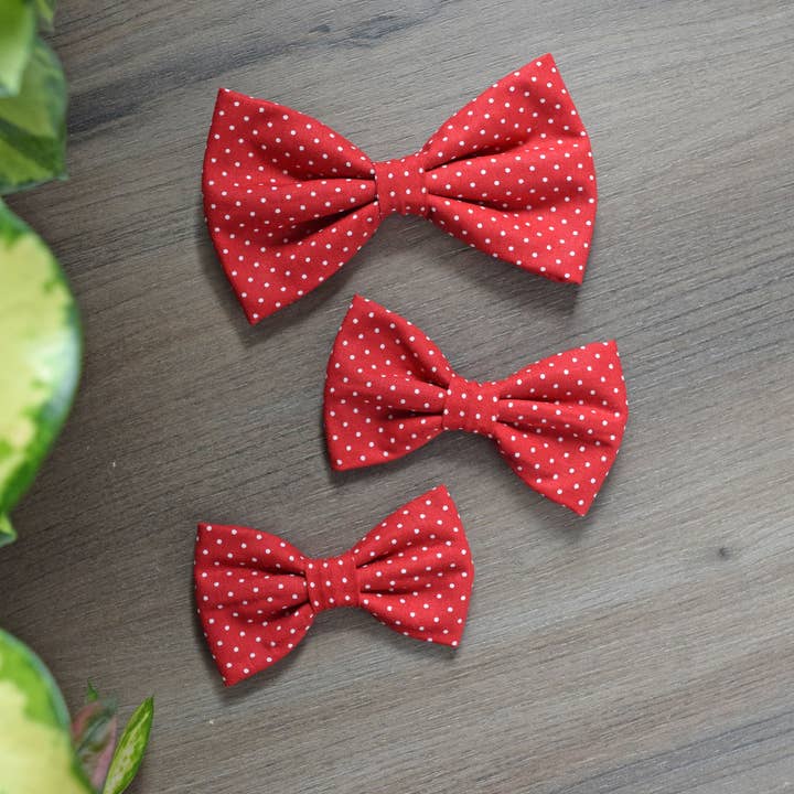 Nœud papillon pour chat ou chien à pois rouges - Nœud papillon pour animal à pois blancs pour la vente par CrazyCoolCat