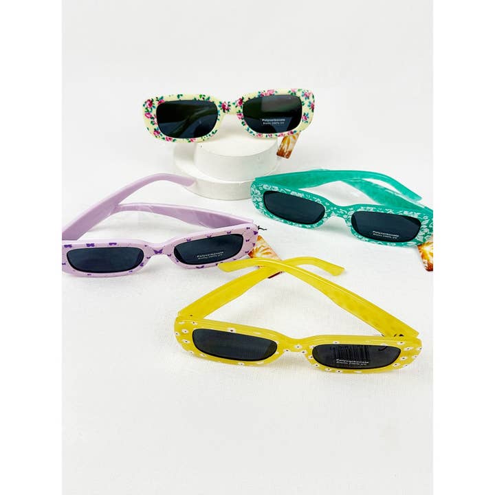 MIX COLOR Flower Pattern Retro Oval Sunglasses for wholesale on Faire