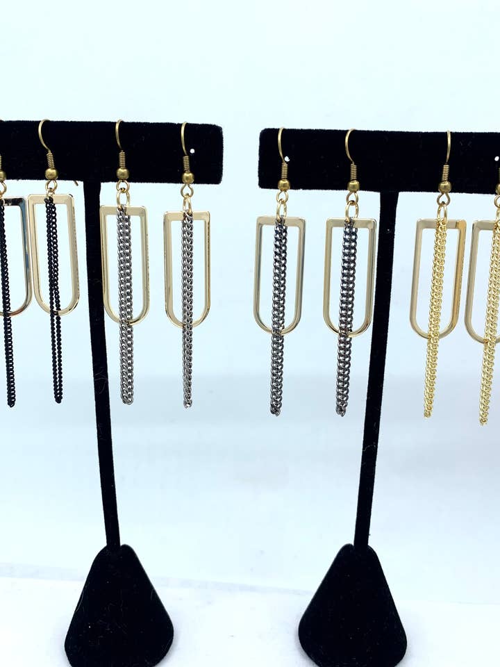 Zonnige vergulde halve ovale hangende oorbellen voor wholesale door BMR