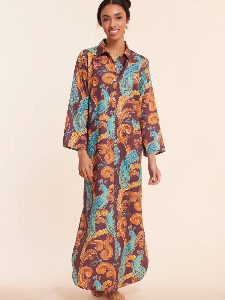 ModaPosa - Vente Caftan – femme - Robe caftan longue Gabriella Plum Aqua Peacock Fall Resort2