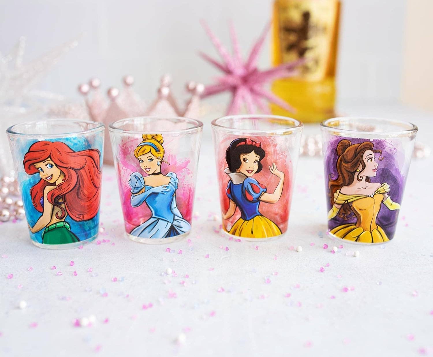 AJ TOYS & GAMES - Wholesale Drinking Glass/Cup - Disney Princess Mini Glasses, 4 Pack - 1.5 oz. 1
