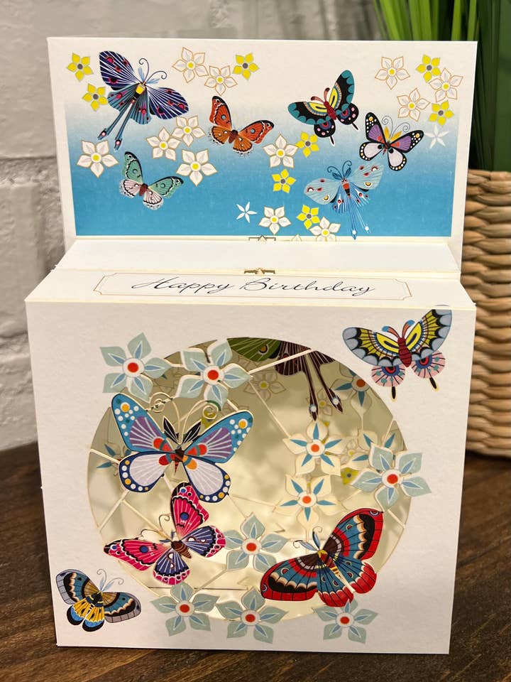 Butterfly 3D Magic Box Birthday Card for wholesale by Shadywood Designs