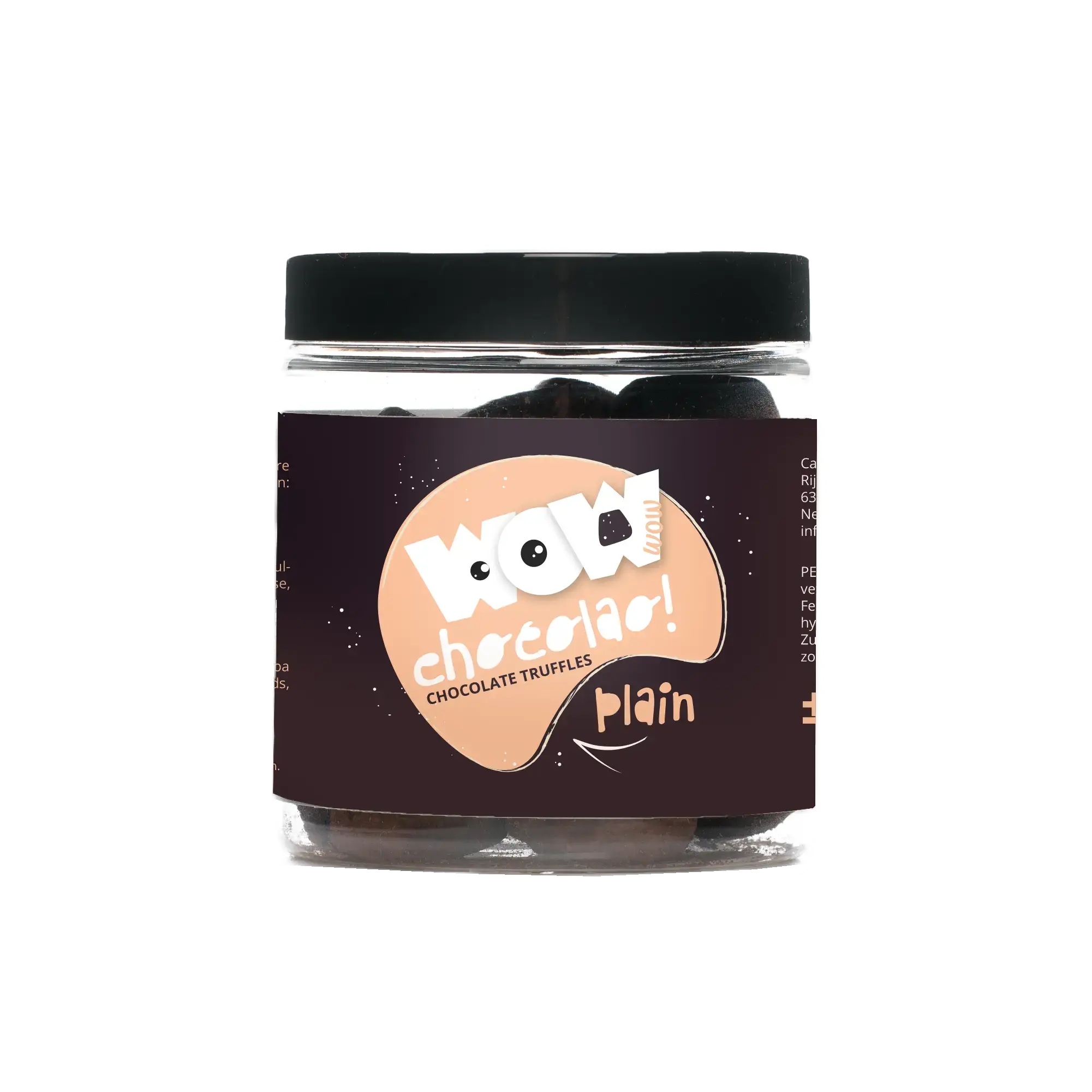 WOW Chocolao! - UK Warehouse – wholesale Chocolate-covered sweets – Plain Chocolate Truffles - Gifting jar 130g0