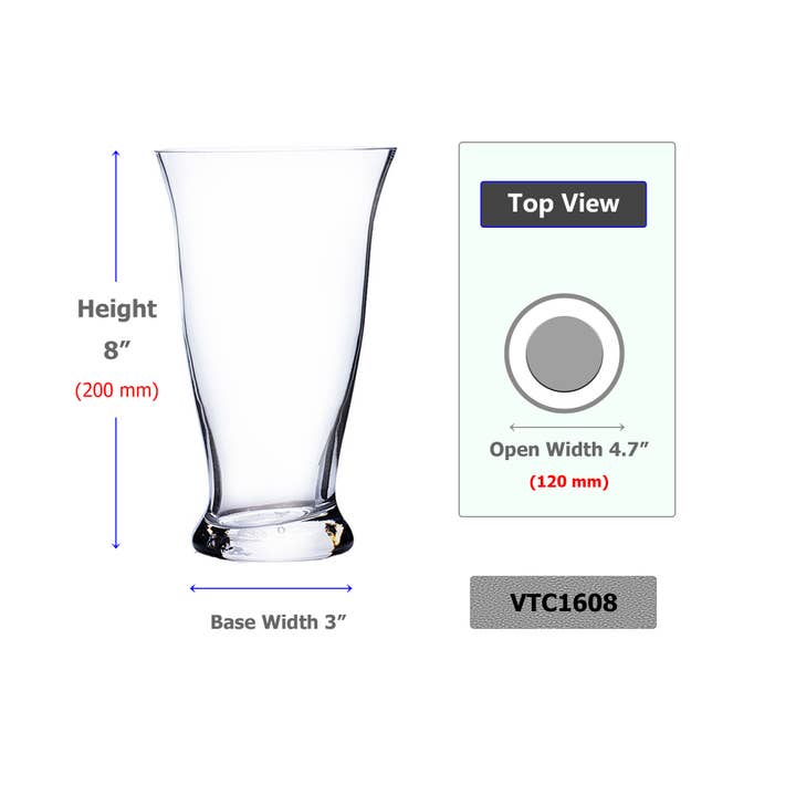 WGV International - Wholesale Vase - WGV Clear Tapered Floral Bouquet Vase - 8"H1