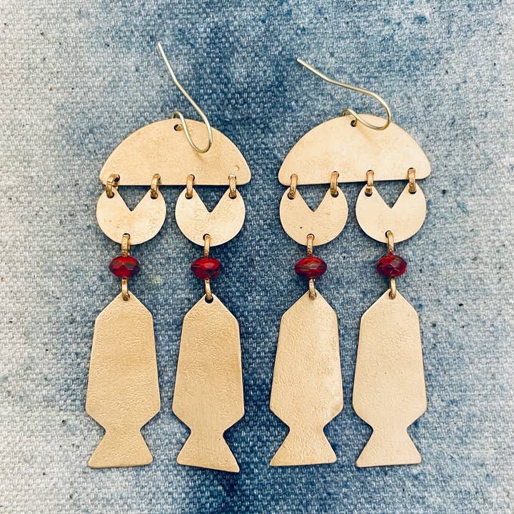 Brass Earrings, Bohemian Contemporary Handmade Jewelry for wholesale by Gulushu