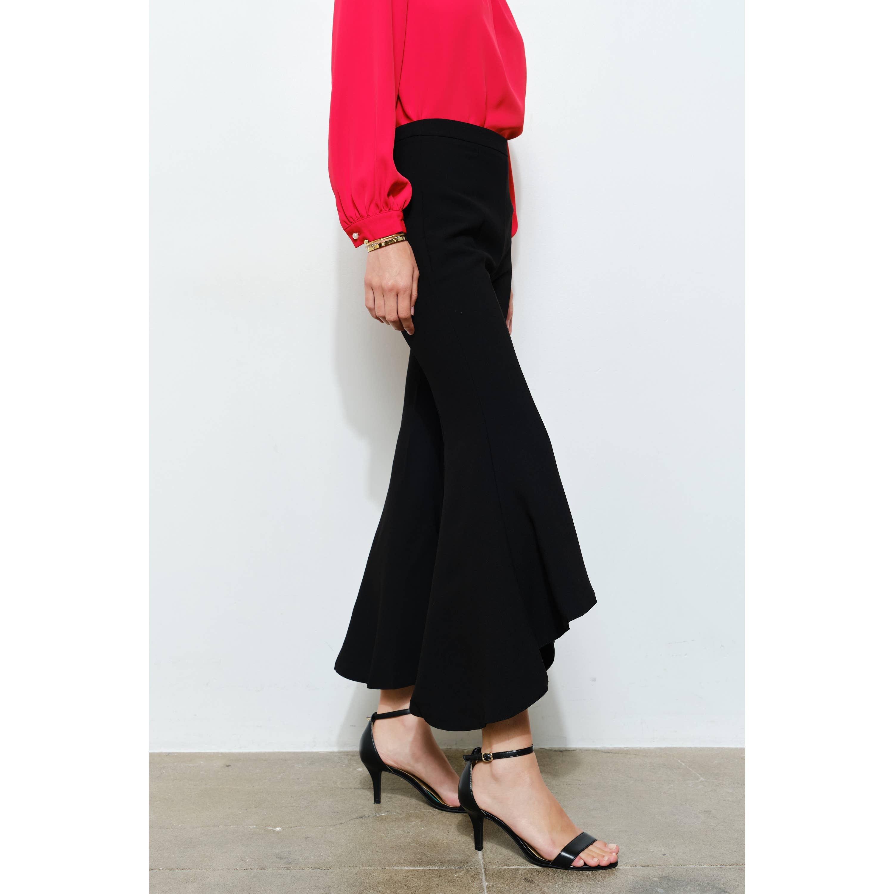 INA – Engroshandel Bukser - Dame – Draperede Flæse Høj-Lav Flare Bukser2