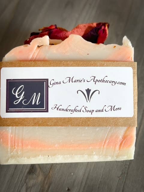 Heavenly Rose Peony Handcrafted Soap 3.5 oz bar for wholesale by Gina Marie's Apothecary