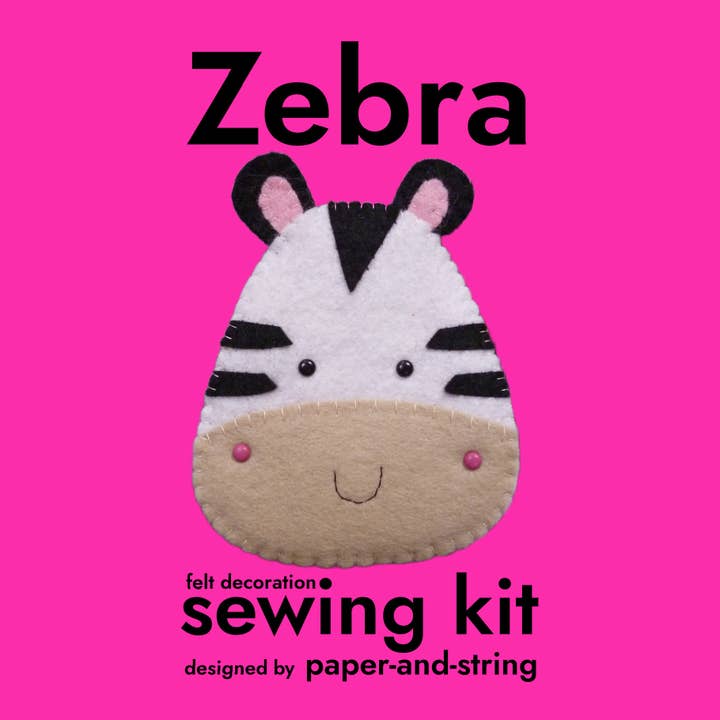 Zebra Felt Decoration Sewing Kit for wholesale by paper-and-string ltd