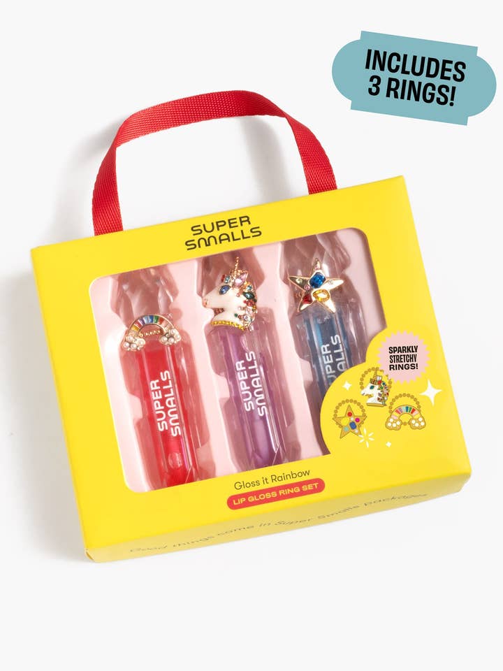 Gloss It Rainbow Lip Gloss Ring Set for wholesale by Super Smalls