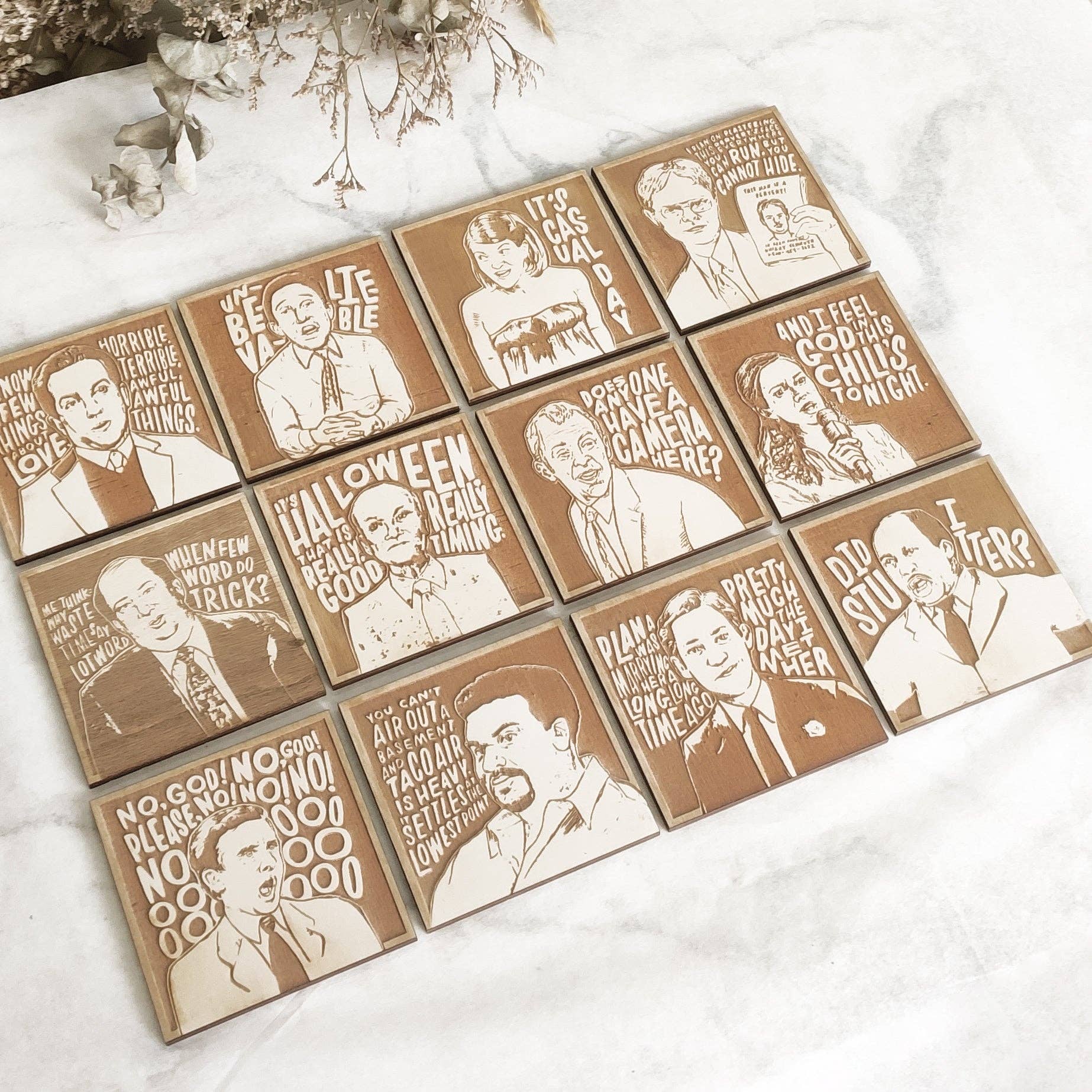 Studio Rima - Wholesale Coasters - Set of 12 The Office Wooden Coasters - TV Show - Cinema Gift2