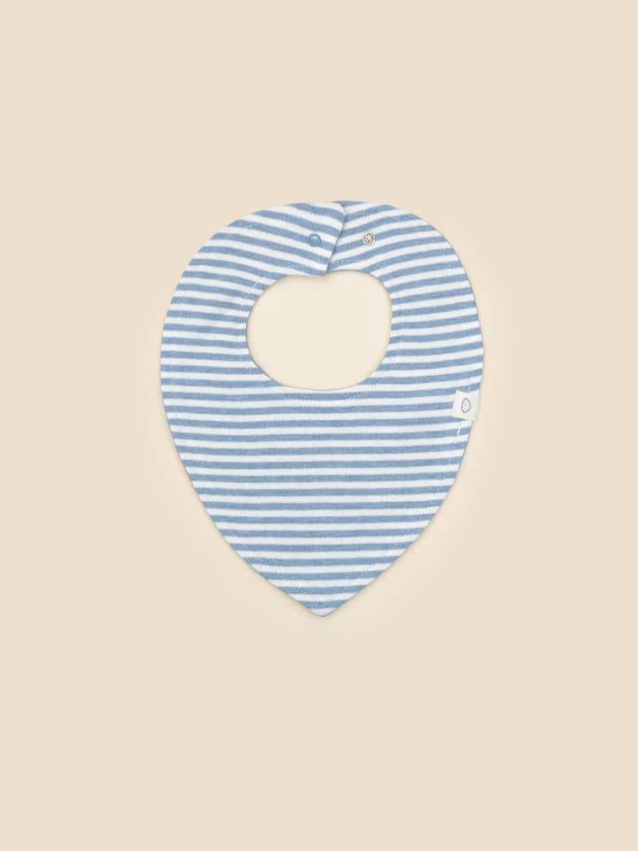 Organic Cotton Triangle Bib - Blue Stripes for wholesale by Lūmmi in Colour Babywear