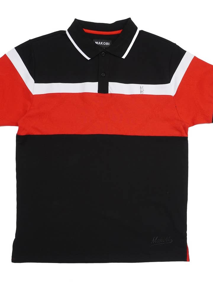 M392 Makobi Monogram Polo Shirt - Black/Red for wholesale by Makobi