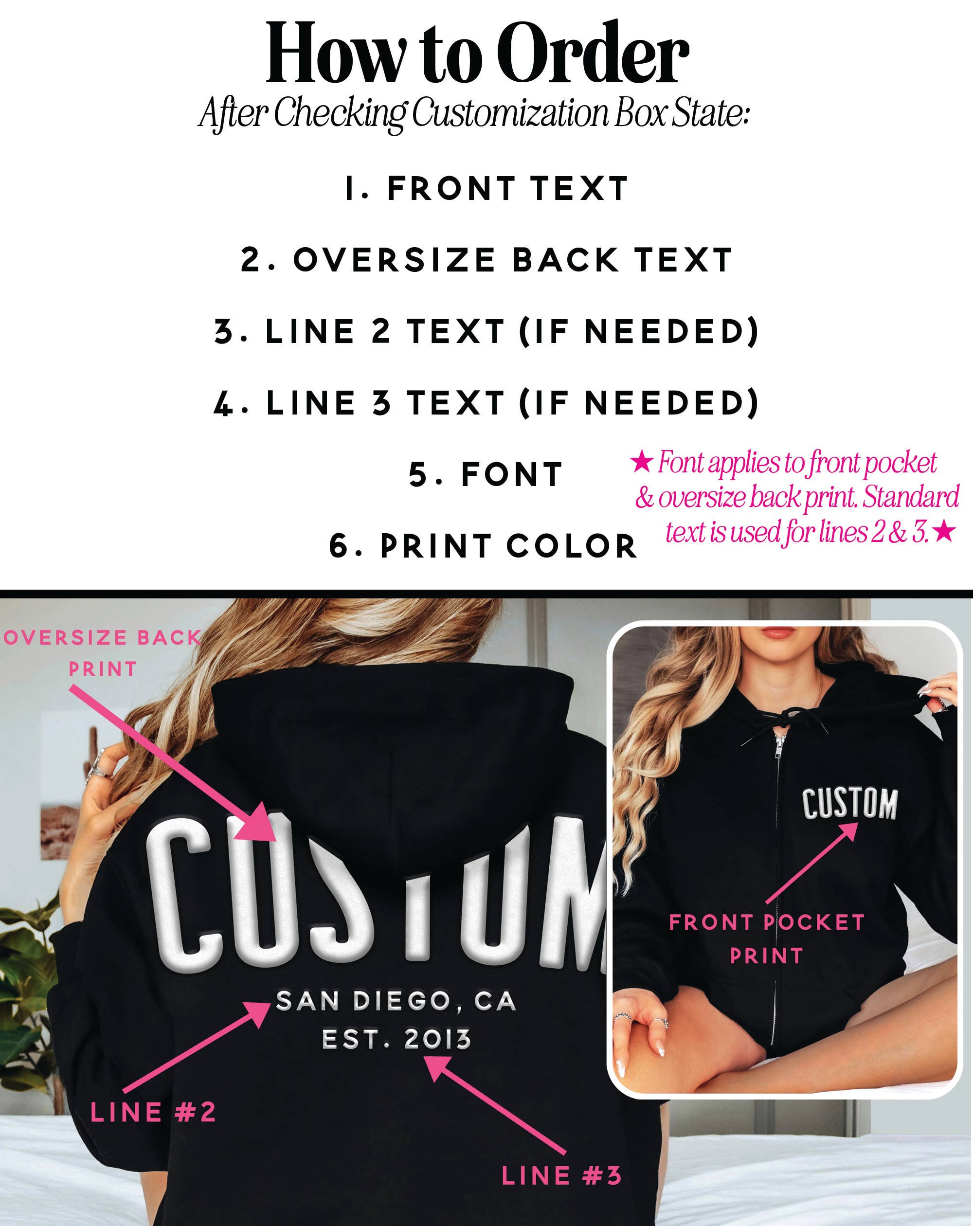 Nobullwoman Apparel - Wholesale Hoodie - Unisex - CUSTOM Front & OVERSIZE Back Puff Print Zipper Hoodie 2