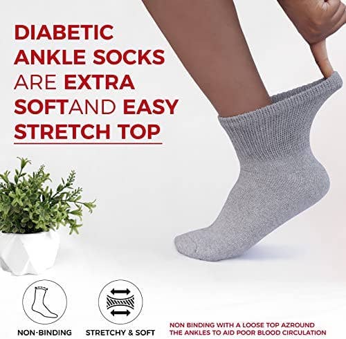 VINCO GROUP - Wholesale Socks - Unisex - Diabetic Ankle Socks, Non-Binding Circulatory Doctor Approved Cushion Cotton Quarter Socks for Men’s Women’s.13