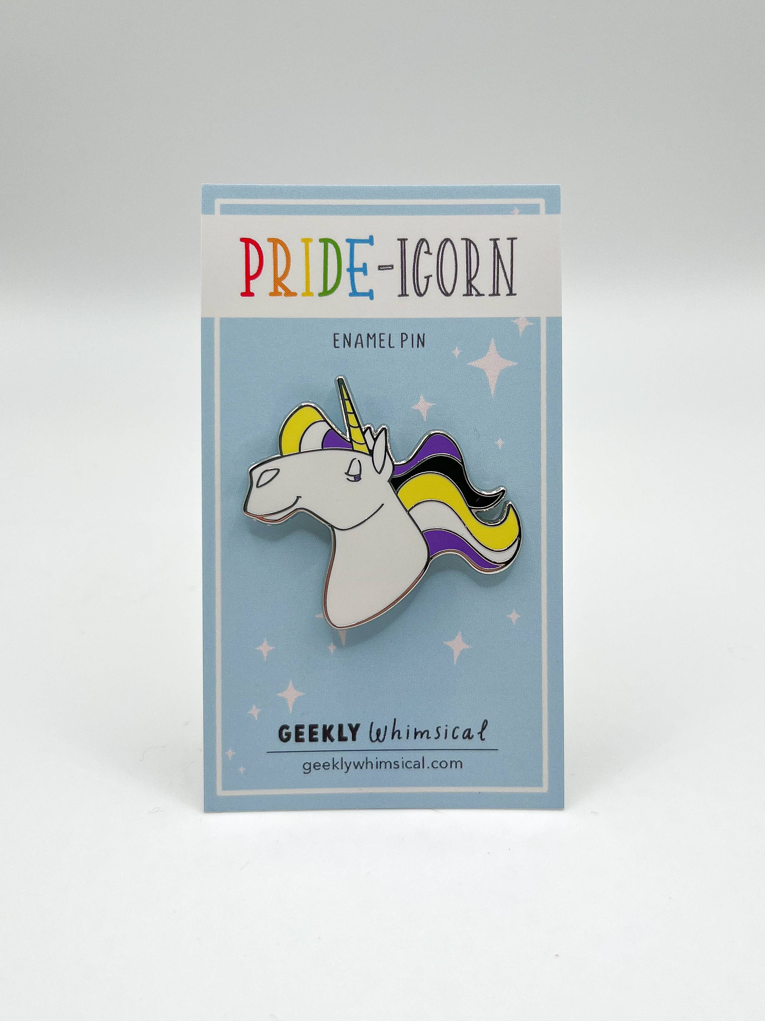 Geekly Whimsical - Wholesale Lapel Pin/Button - Pride-icorns! Pride Unicorn Enamel Pin - Nonbinary1