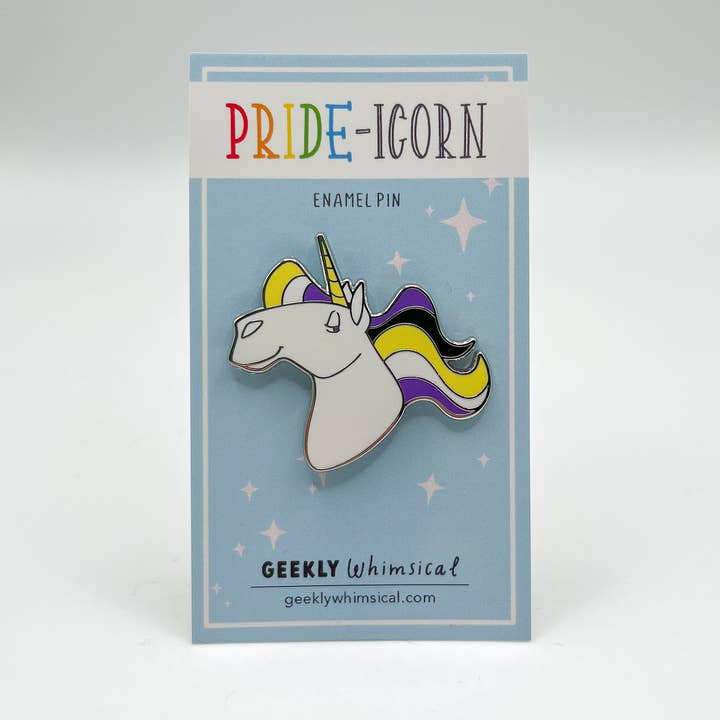 Geekly Whimsical - Wholesale Lapel Pin/Button - Pride-icorns! Pride Unicorn Enamel Pin - Nonbinary1