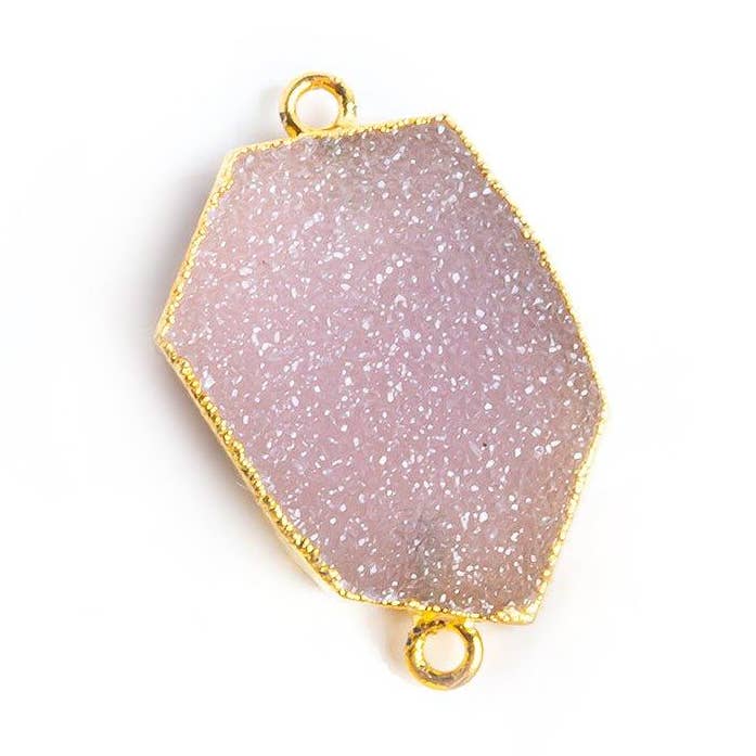 Conector Blush Pink Drusy 31x18,5mm Dourado 1 peça por atacado de The Bead Traders