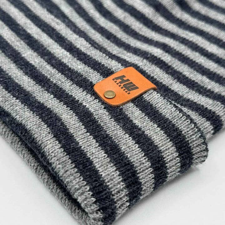 HAAKWEAR Classic RORO Cuffed Beanie / Hat - Gray / Denim, Made in USA for wholesale on Faire2