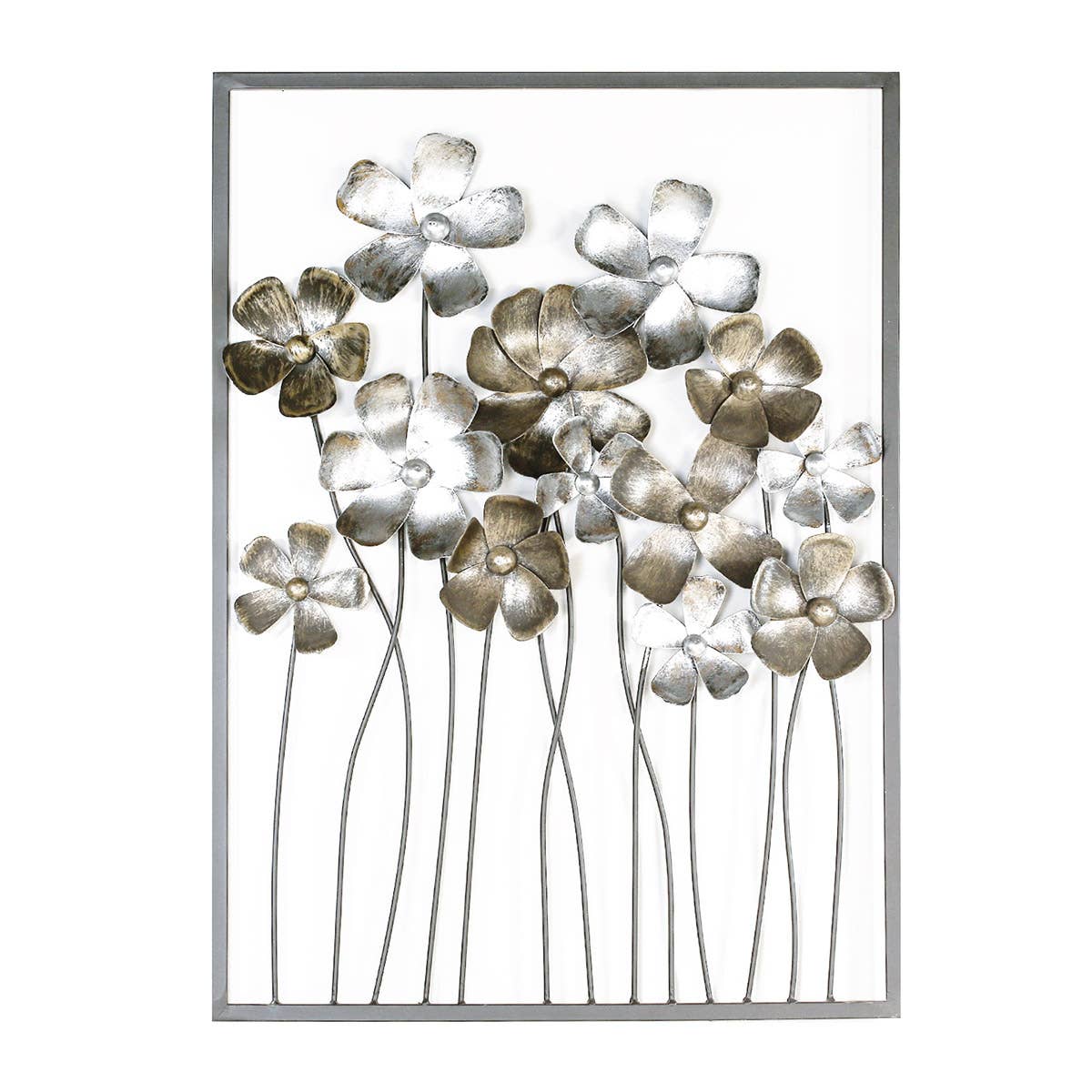 Gilde Handwerk Macrander GmbH & Co. KG - Wholesale Wall Accent - “Fleurs” metal wall decoration, brown/champ0