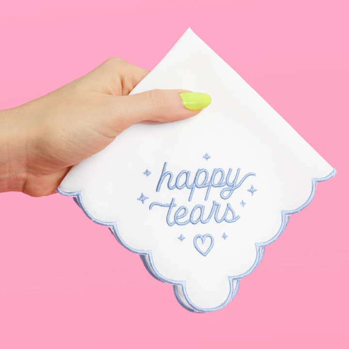 xo, Fetti - Wholesale Handkerchief - Women's - Happy Tears Handkerchief - embroidered handkerchief