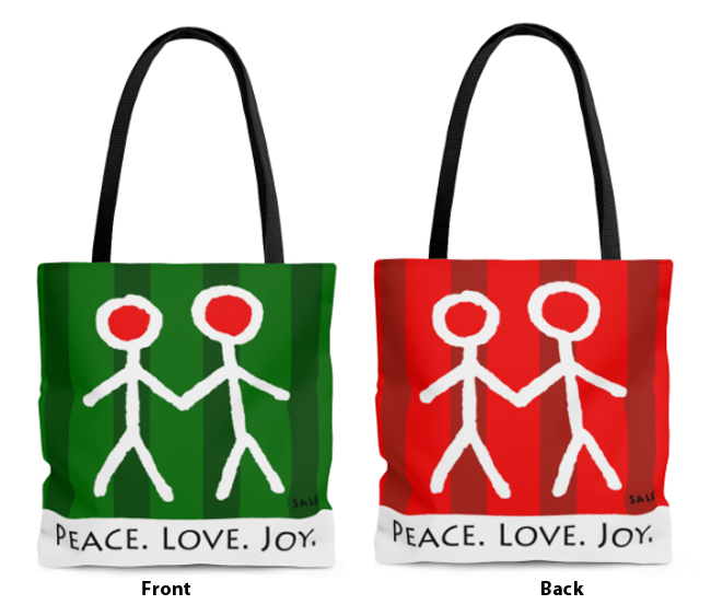 Graham Sale - Wholesale Tote Bag - Women's - Peace Love Hope Figures. Christmas Tote Bags1