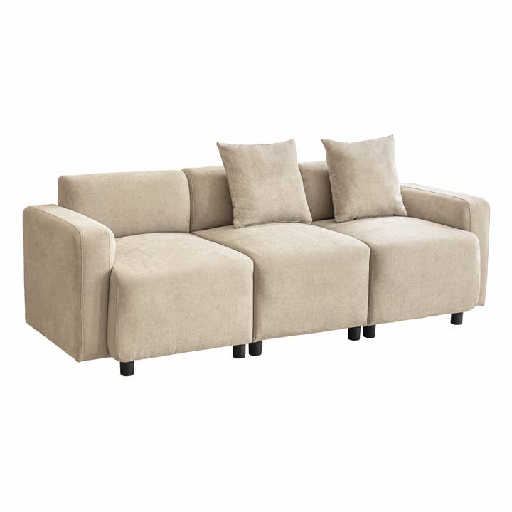 Urban Meuble - Wholesale Sofa - Modern sofa upholstered in beige chenille fabric 3-seater with cushions SHIDADS BEIGE 3 SEATS