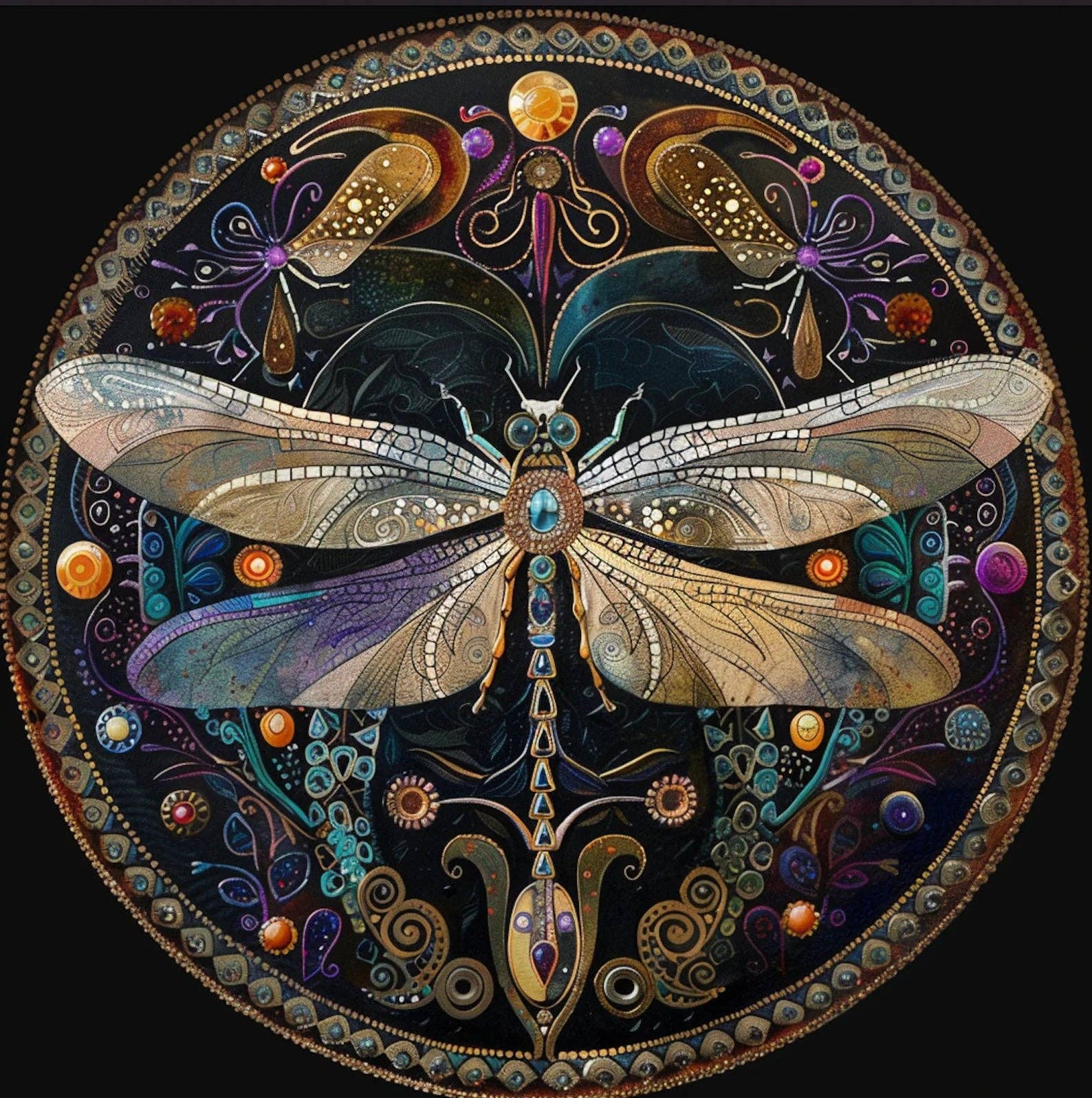 Bodhi Leaf Market - Wholesale Art Print - Art Nouveau Dragonfly Tambourine and Ribbon Wall Art4