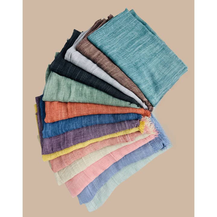 JC Sunny Fashion - Vente Écharpe – femme - Écharpe surdimensionnée en couleur unie délavée à la pierre avec bords bruts JC02103710