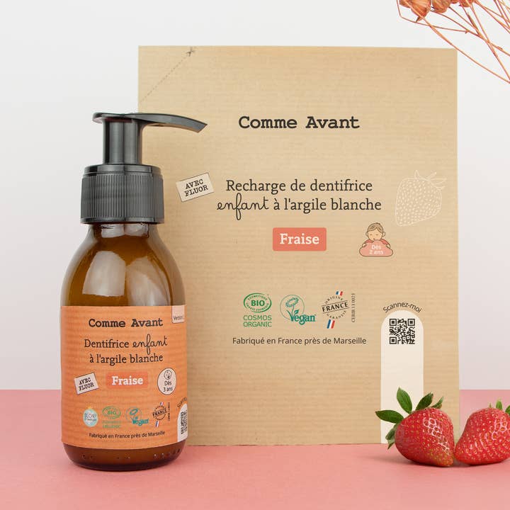 Pasta de dentes biológica para crianças com sabor a morango 🍓 por atacado de Comme Avant