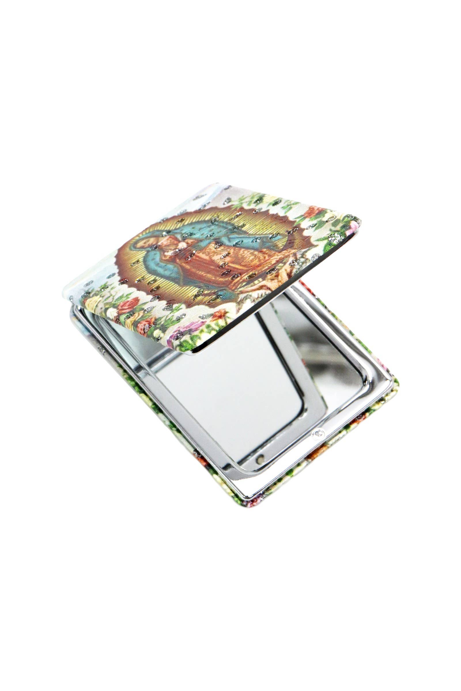 AS SHOWN Guadalupe Glitter Compact Makeup Mirror - 12 Pcs for wholesale on Faire2
