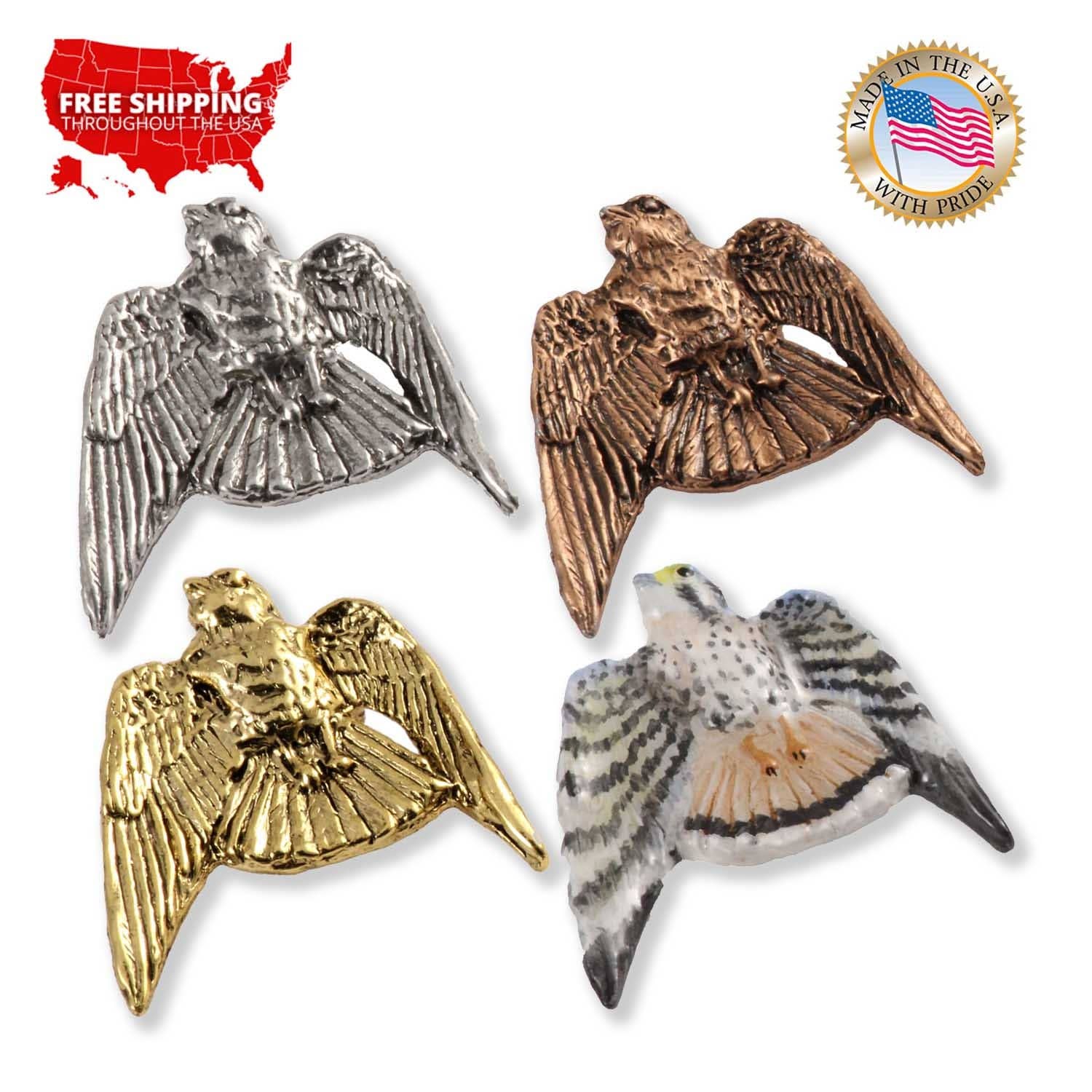 Creative Pewter Designs - Wholesale Brooch - Kestrel Bird Pewter Lapel Pin Brooch, B0600