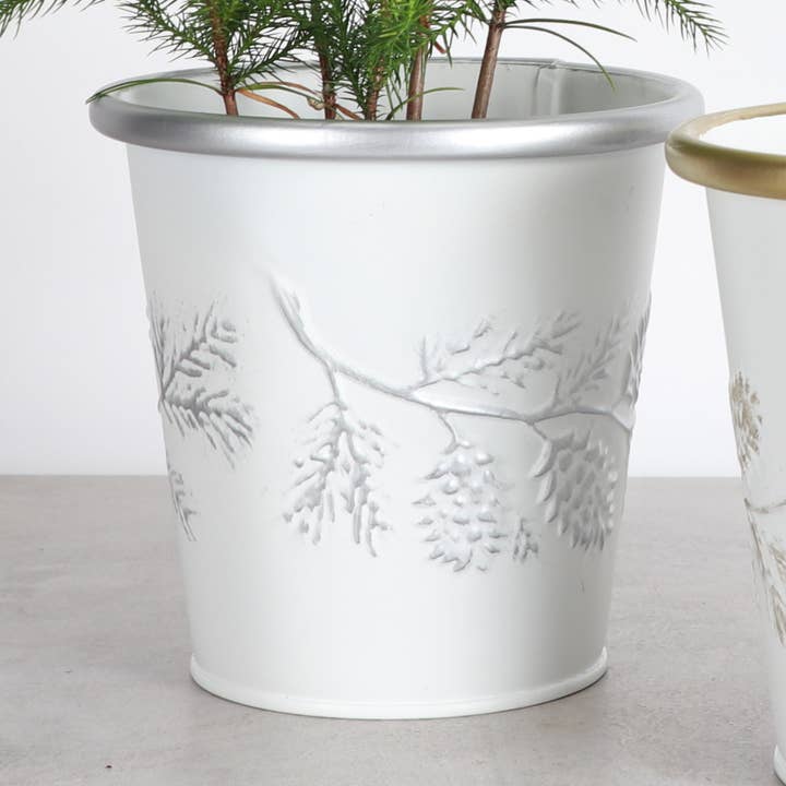 4" Winter Pinecone Metal Planter for Houseplants for wholesale by Thorsen's Greenhouse