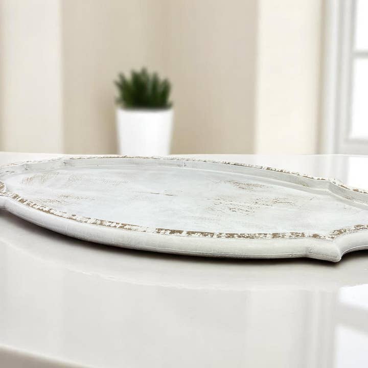 Rustic Haven Decor - Wholesale Decorative Tray - Scallop wood tray
