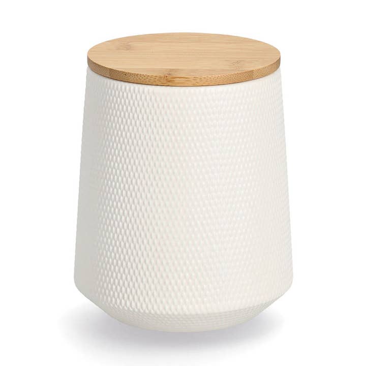 Förvaringsburk med bambulock, 1080 ml, keramik, för wholesale av Zeller Present