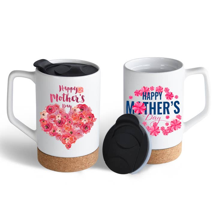 ARTONUSA - Wholesale Coffee Mug - 17 OZ Sublimation Mugs with Cork Bottom and Lid, Case of 124