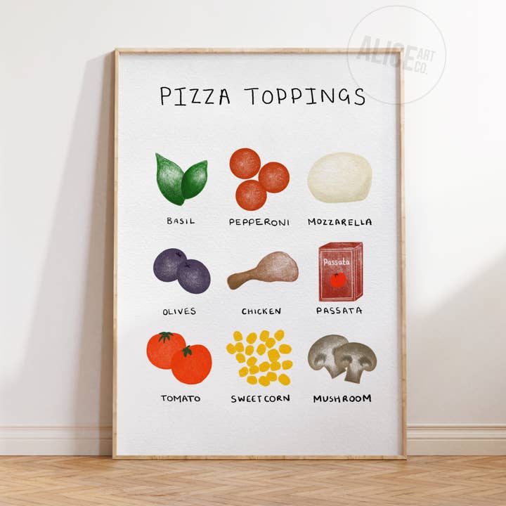 Alice Art Co – wholesale Art print – 'Pizza Toppings' Print0