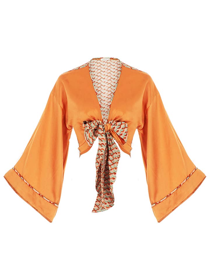 RORY BLOUSE MET STRIK AAN DE VOORKANT - BIOLOGISCHE VEGAN „ZIJDE” voor wholesale door Movom Swimwear