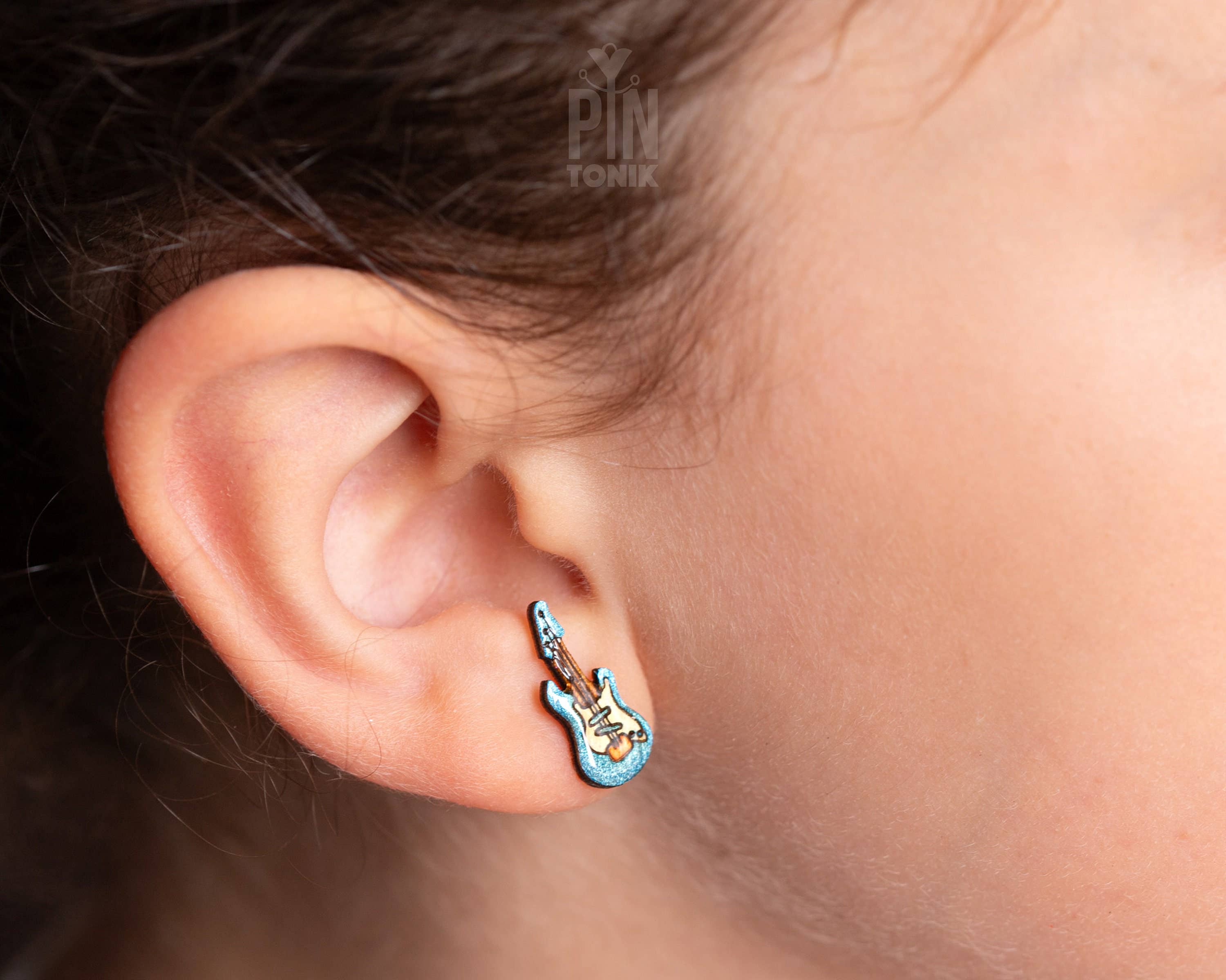 PinTonik - Wholesale Stud/Post Earrings - Electric Guitar Earrings - Music Lover Statement Jewelry1