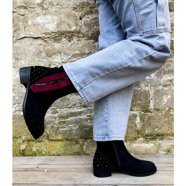 Mes Amie - Botín negro de vino para venta al por mayor de Chanii B