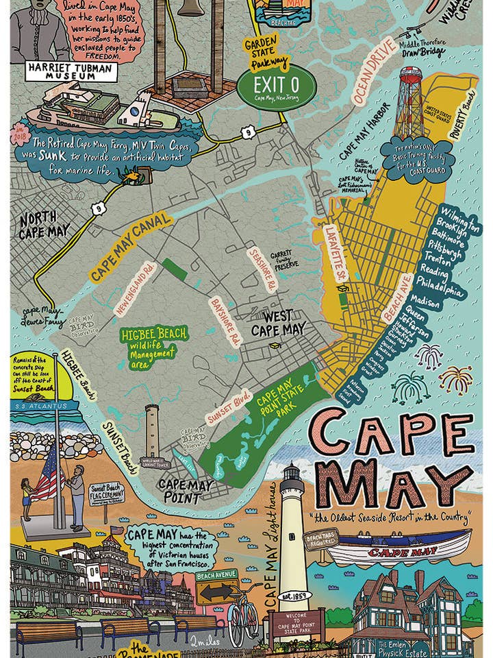 Mappa di Cape May, New Jersey per la vendita all'ingrosso da parte di jessie husband
