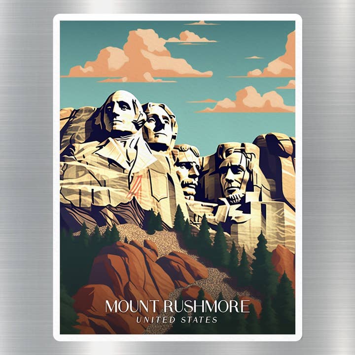 Vintage Mount Rushmore Travel Sticker for wholesale by GraffMerch.com