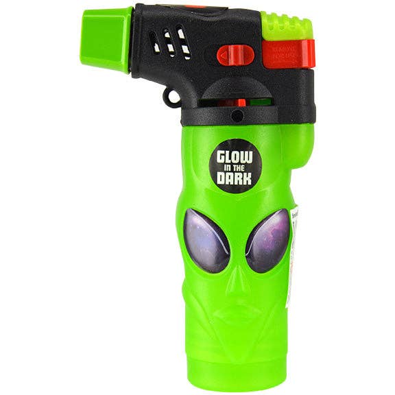 Novelty Closeout - Wholesale Lighter - Glow In Dark Molded Alien Torch Lighter Assortment - 12/Pk0
